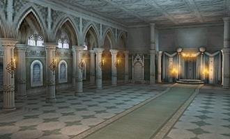 Wide view of the Laurel Hall interior with its columned gallery